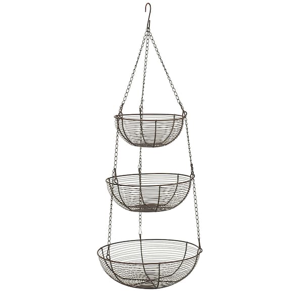 Woven Wire Hanging Basket - Bronze